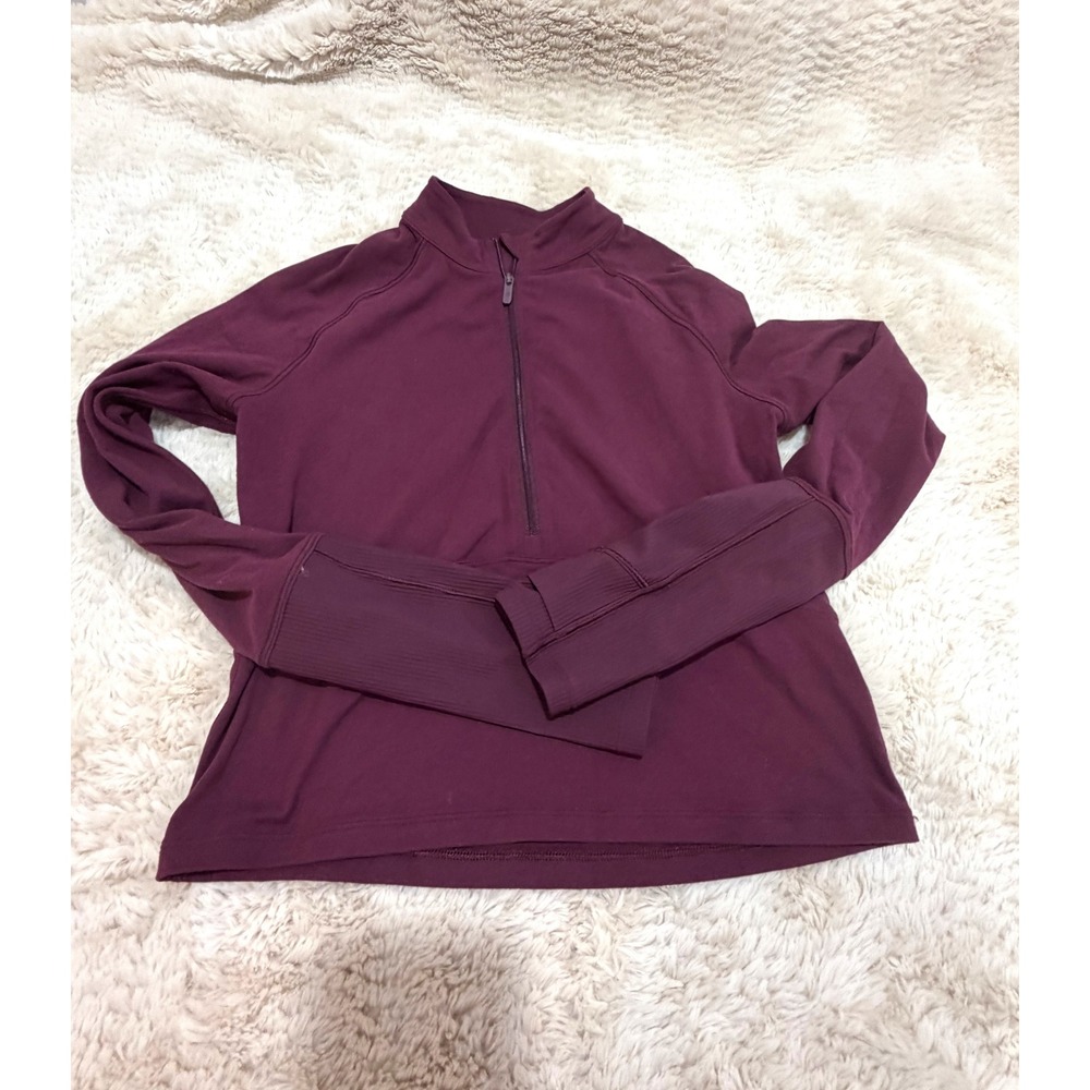 Athleisure Preppy Sporty Lululemon 1/2 Zip Pullover Burgundy Size 4 Running Top